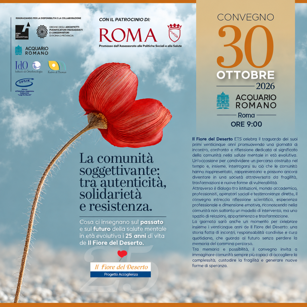 La comunità soggettivante, convegno del 30 ottobre 2026 all’Acquario Romano