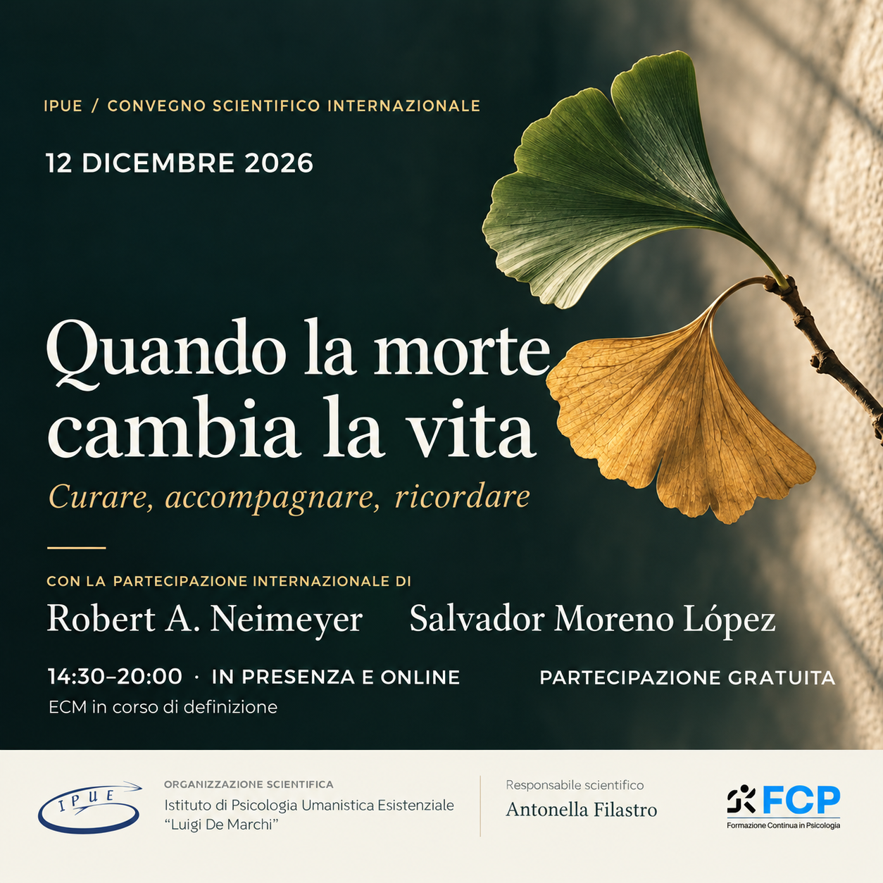 Quando la morte cambia la vita, convegno scientifico internazionale IPUE del 12 dicembre 2026